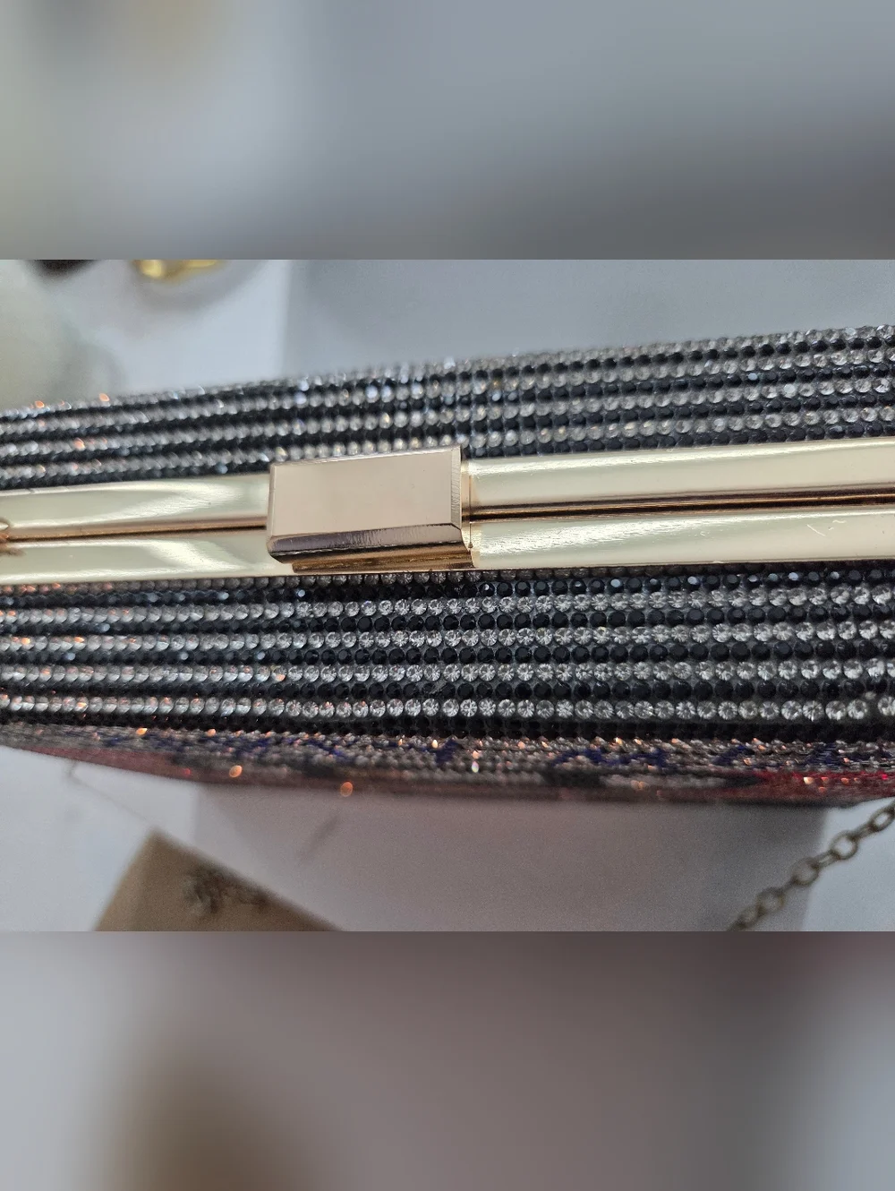 Amazon Rhinestone Cassette Clutch in Black, Red, Blue, Gold, Silver - Picture 2 of 3